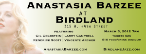 Anastasia Barzee at Birdland March 5, 2012